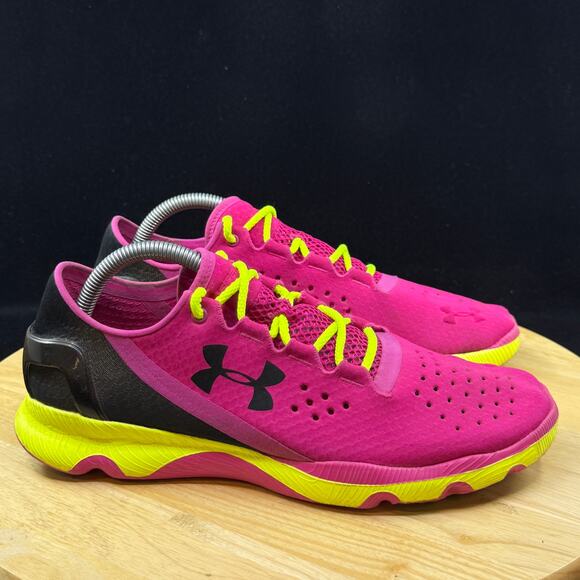 Under Armour Women's Speedform Apollo Pink/Green Running Sneakers Size 10 - Picture 6 of 10